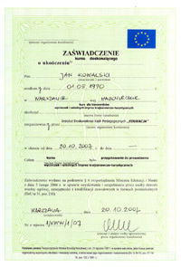 Zaświadczenie przód