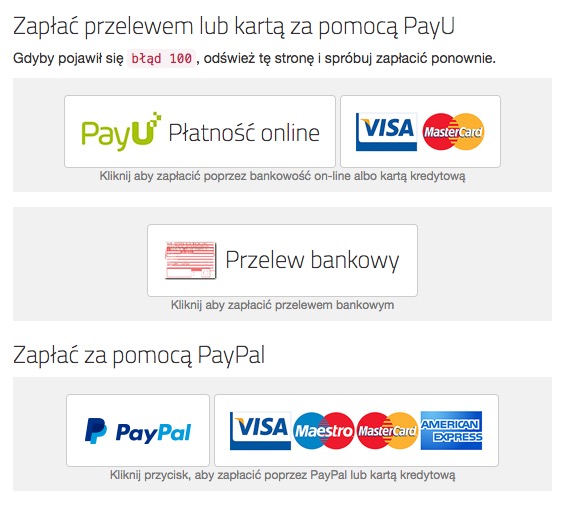 PayU PayPal przyciski